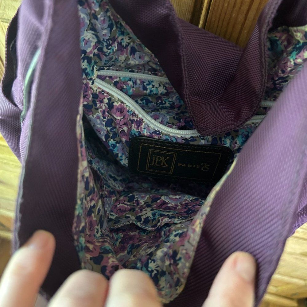 JPK Paris 75 Purple Shoulder Bag Gold Hardware Boho Slouchy Purse - Flawed - Picture 12 of 14